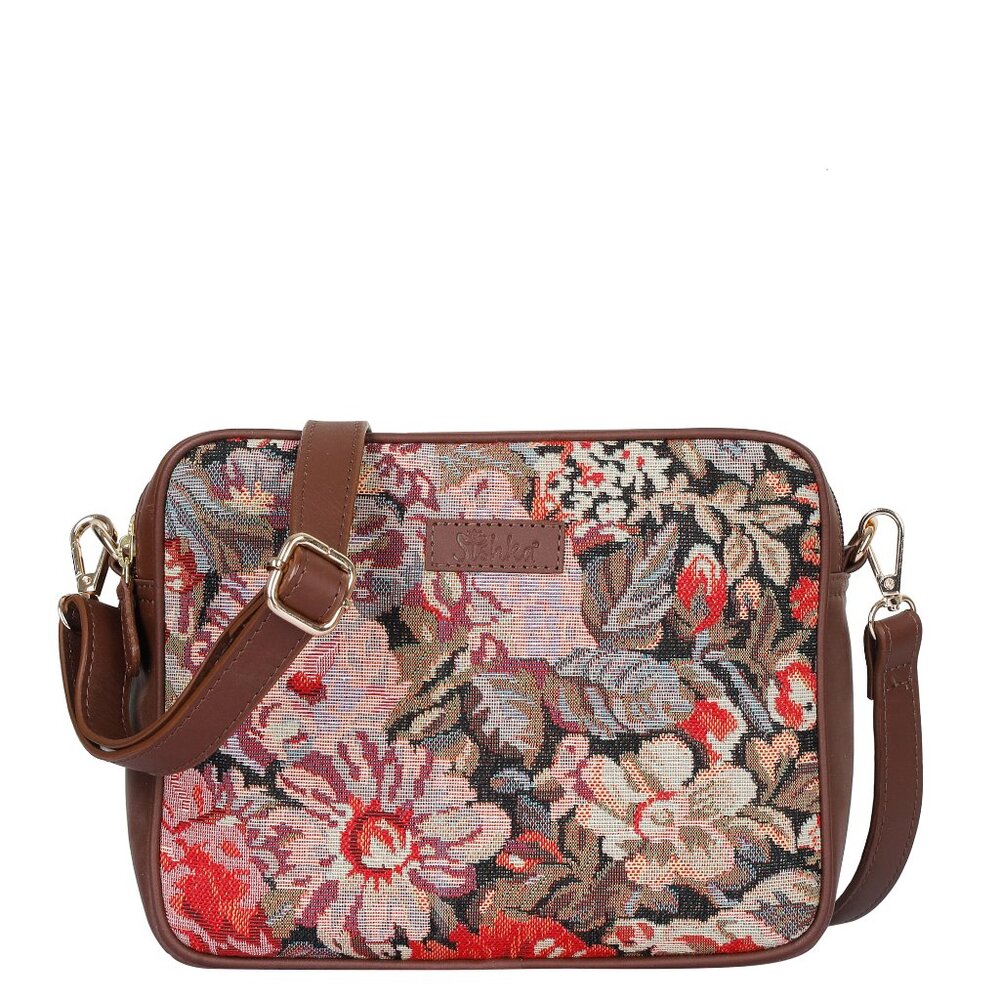 Floral Pattern Tapestry Fabric Crossbody Sling for Ladies –Messenger Purse